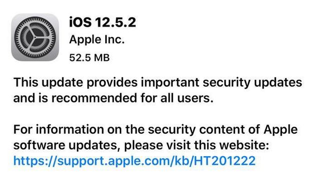 兰溪苹果手机维修分享iOS12.5.2发布，建议所有老苹果用户安装 